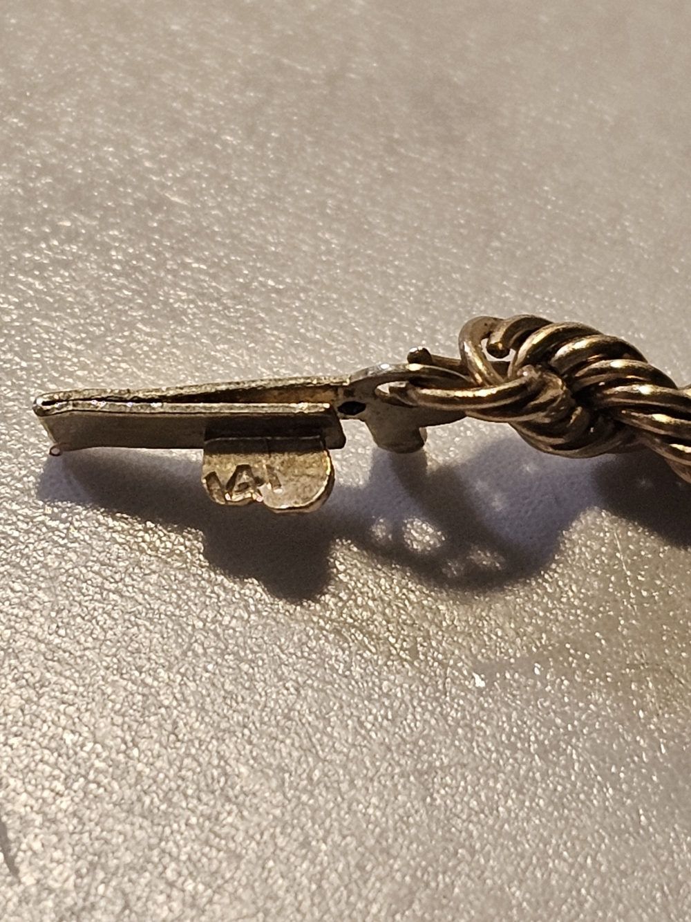14k Gold Solid Rope Chain Bracelet 7in Length - Picture 4 of 4